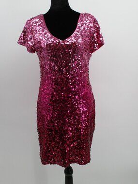 Ombre Sequin Dress Burgundy Red by Maner Holiday Cocktail Party Glimmer Sz Med